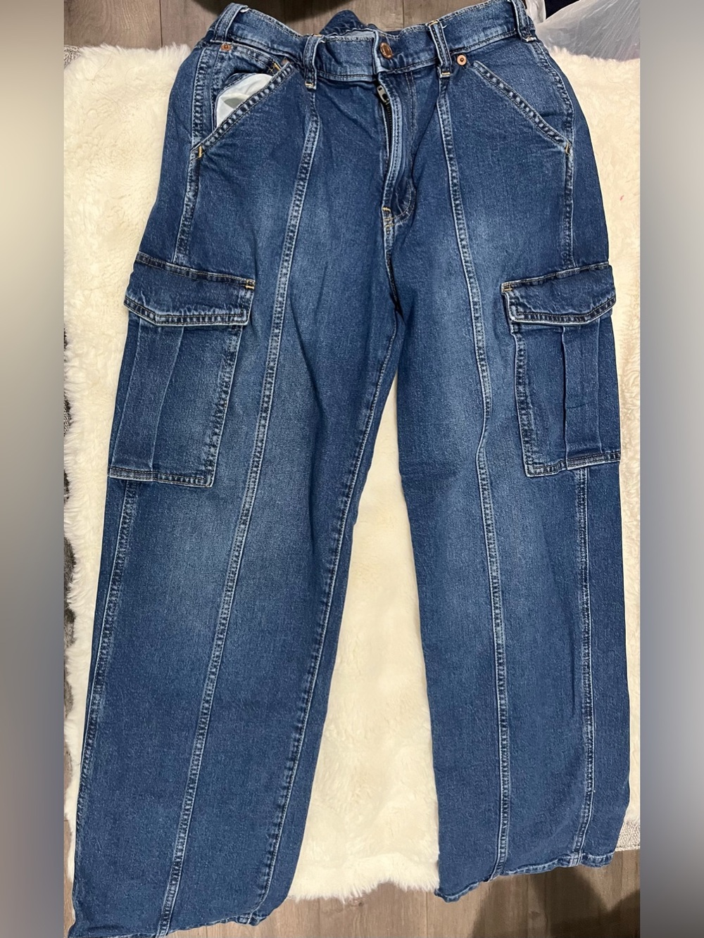 GAP Dark Blue Denim Cargo Pants with Panel Seams
